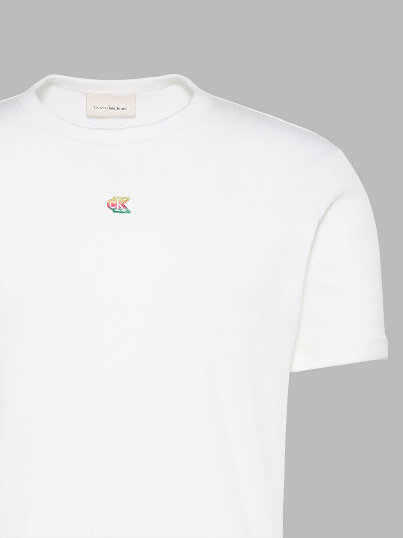 Calvin Klein Beyaz Renkli Erkek Rib Slim T-shirt