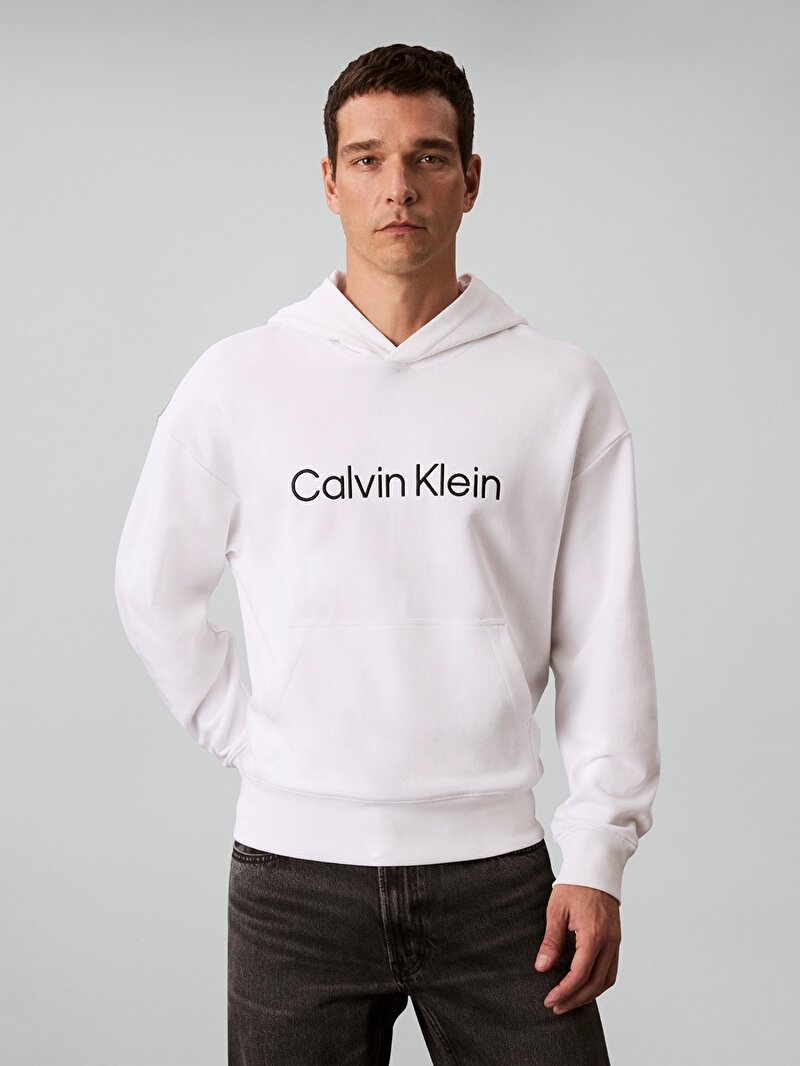Calvin Klein Beyaz Renkli Erkek Ls Standard Logo Sweatshirt