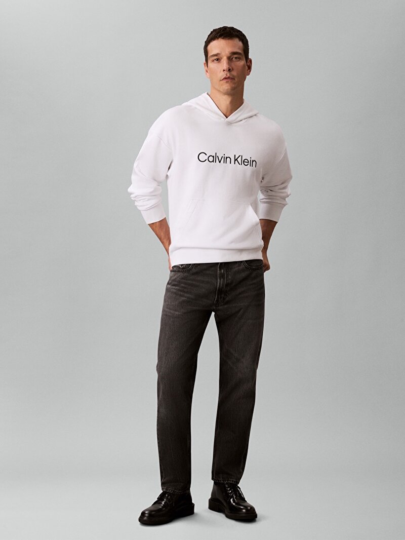Calvin Klein Beyaz Renkli Erkek Ls Standard Logo Sweatshirt