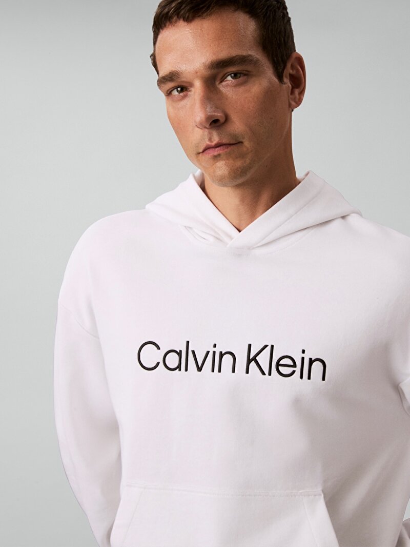 Calvin Klein Beyaz Renkli Erkek Ls Standard Logo Sweatshirt