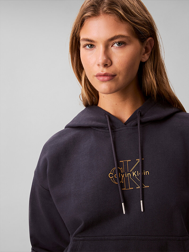 Calvin Klein Lacivert Renkli Kadın Classic Foil Monologo Sweatshirt