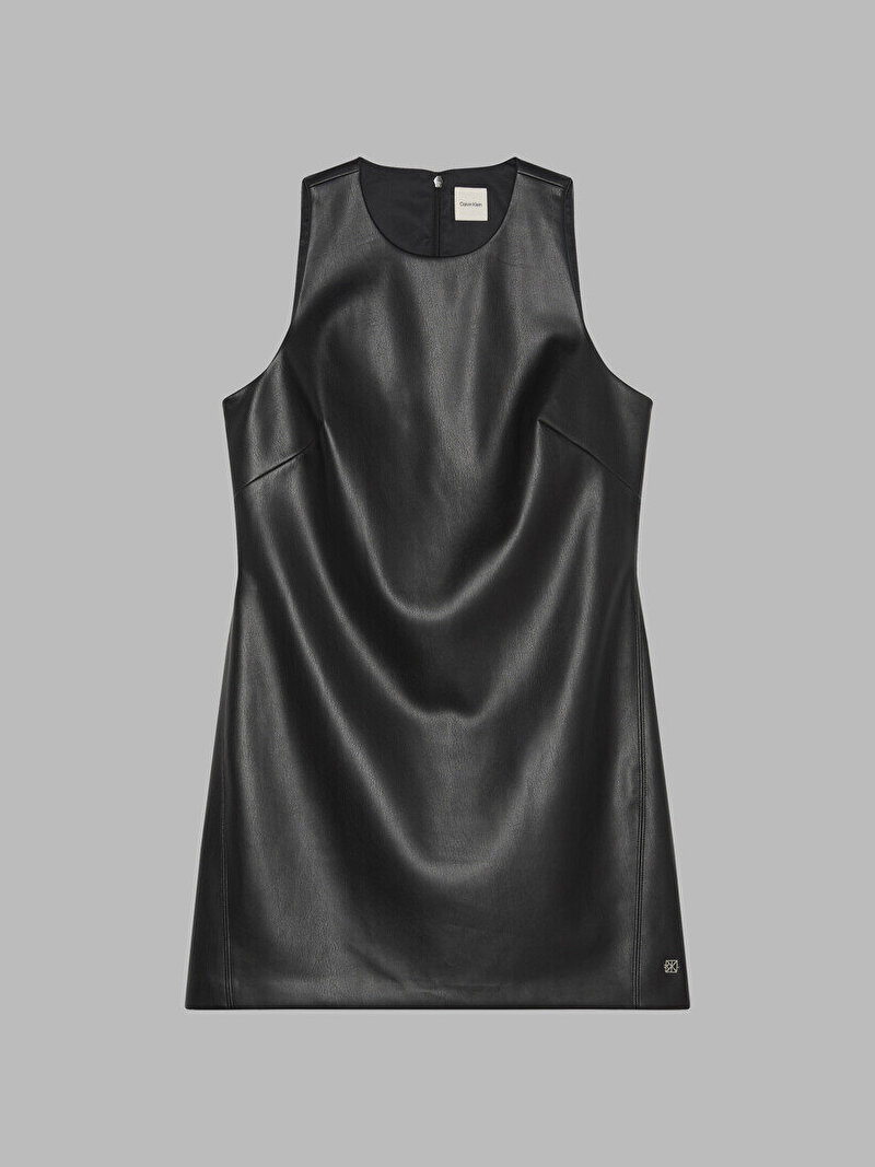 Calvin Klein Siyah Renkli Kadın Faux Leather Mini Elbise