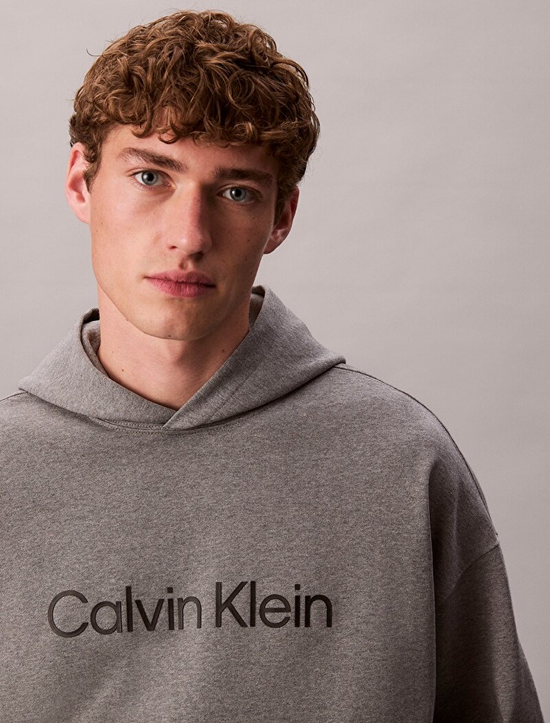 Calvin Klein Gri Renkli Erkek Standard Logo Sweatshirt