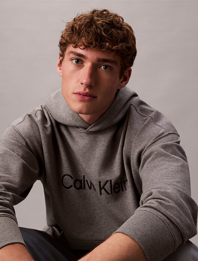 Calvin Klein Gri Renkli Erkek Standard Logo Sweatshirt
