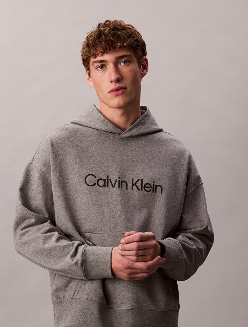 Calvin Klein Gri Renkli Erkek Standard Logo Sweatshirt