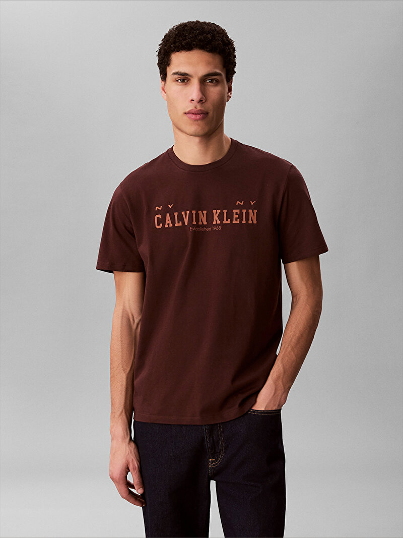 Calvin Klein Kahverengi Renkli Erkek 30s Calvin T-shirt