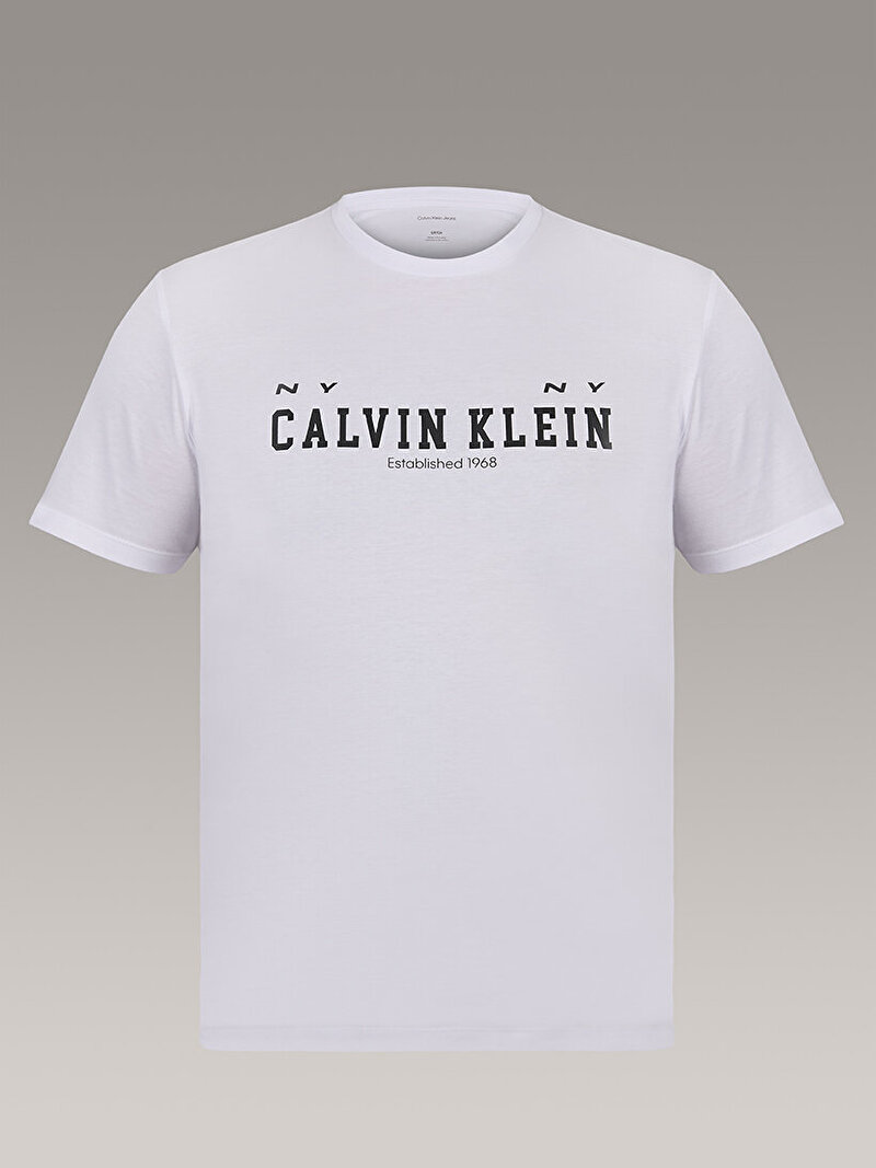 Calvin Klein Beyaz Renkli Erkek 30s Calvin T-shirt