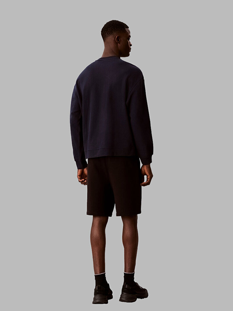 Calvin Klein Mavi Renkli Erkek Logo Tape Crew Sweatshirt
