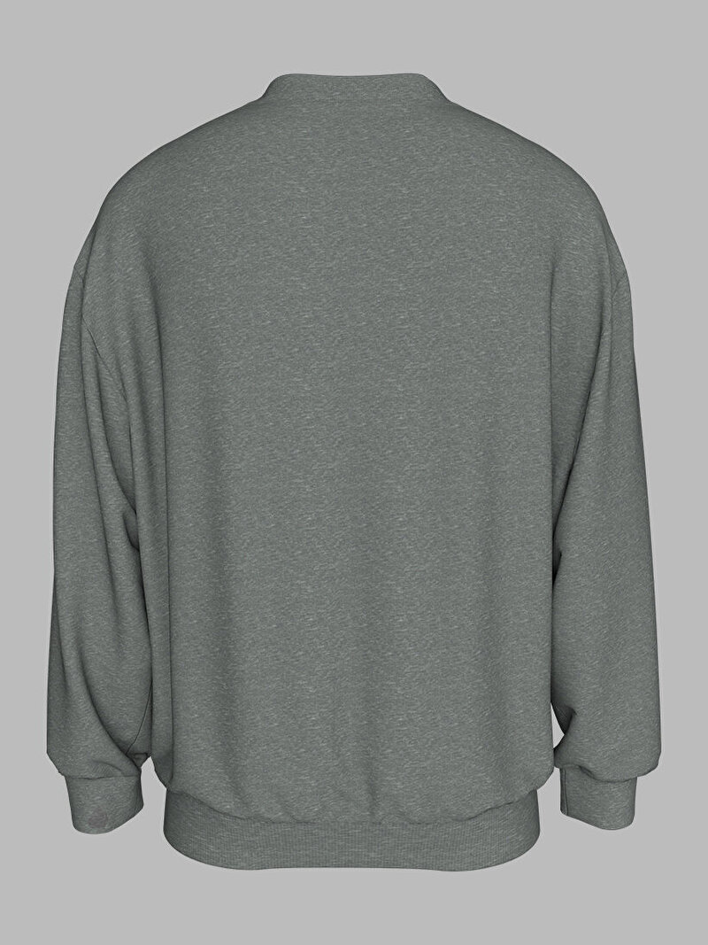 Calvin Klein Gri Renkli Erkek Logo Tape Crew Sweatshirt