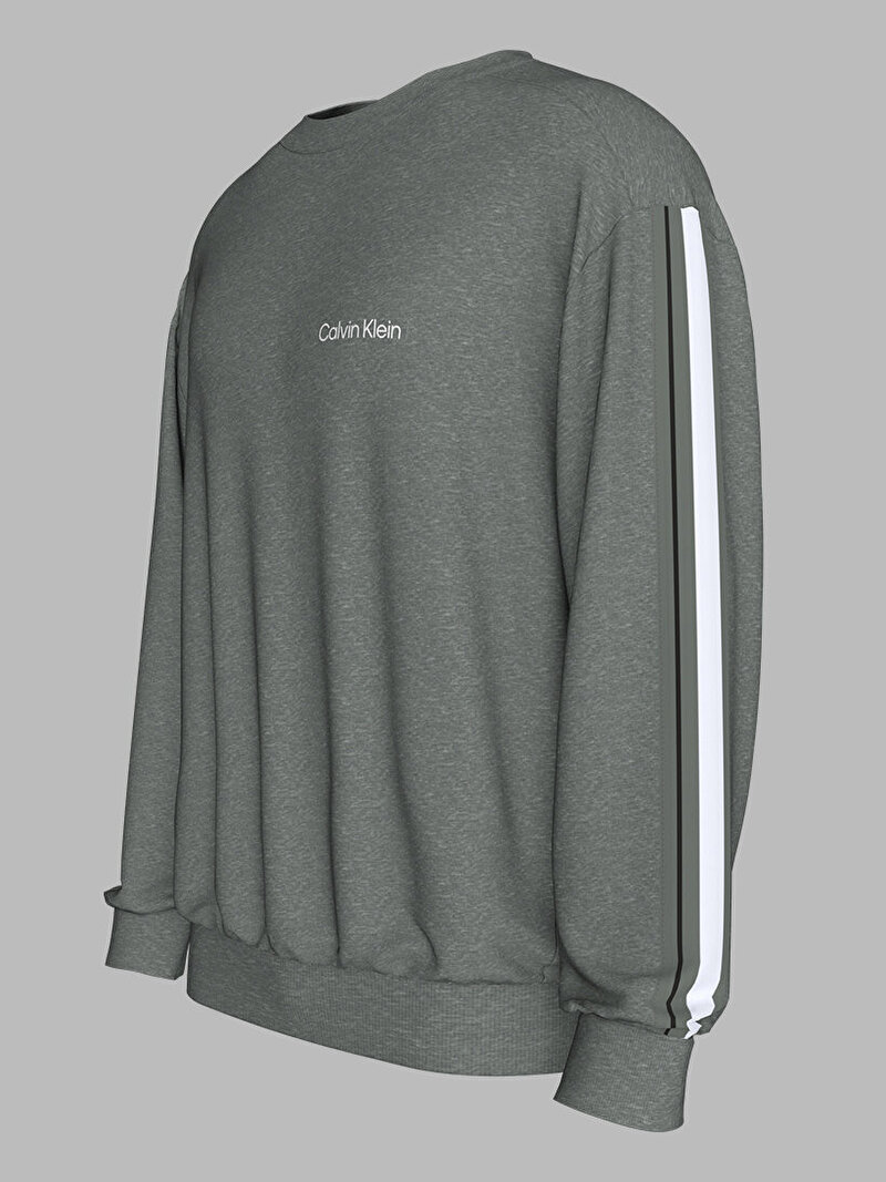Calvin Klein Gri Renkli Erkek Logo Tape Crew Sweatshirt