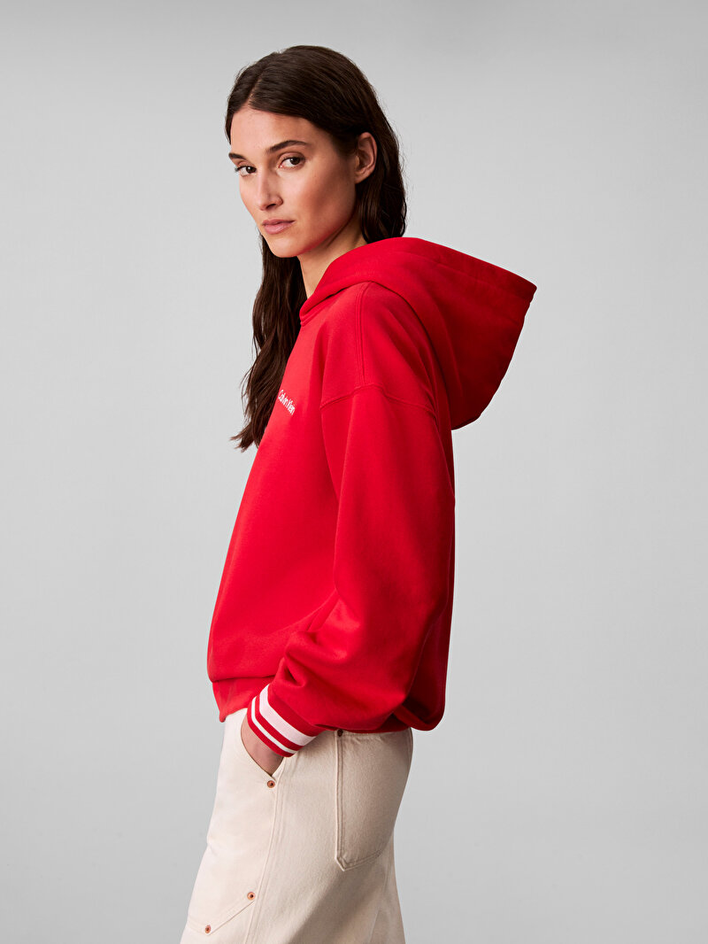 Calvin Klein Kırmızı Renkli Kadın Rib Hoodie