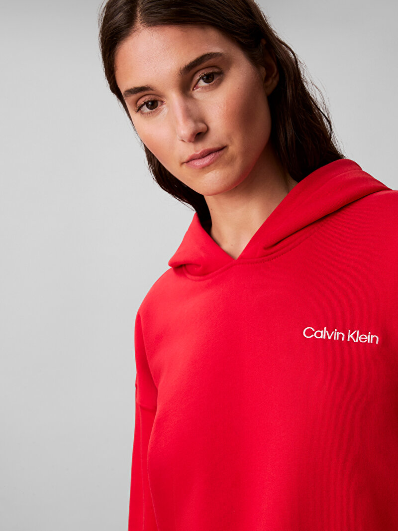 Calvin Klein Kırmızı Renkli Kadın Rib Hoodie