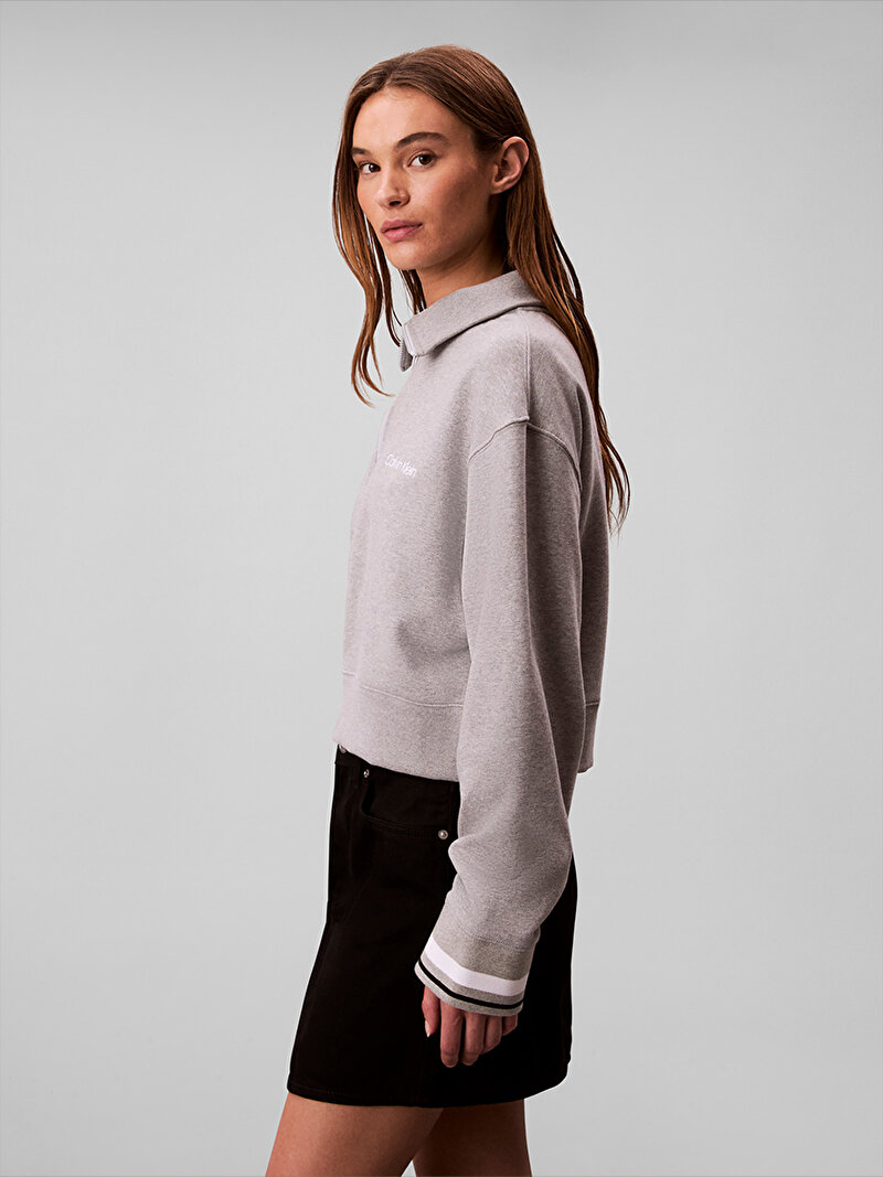 Calvin Klein Gri Renkli Kadın 1/4 Zip Sweatshirt