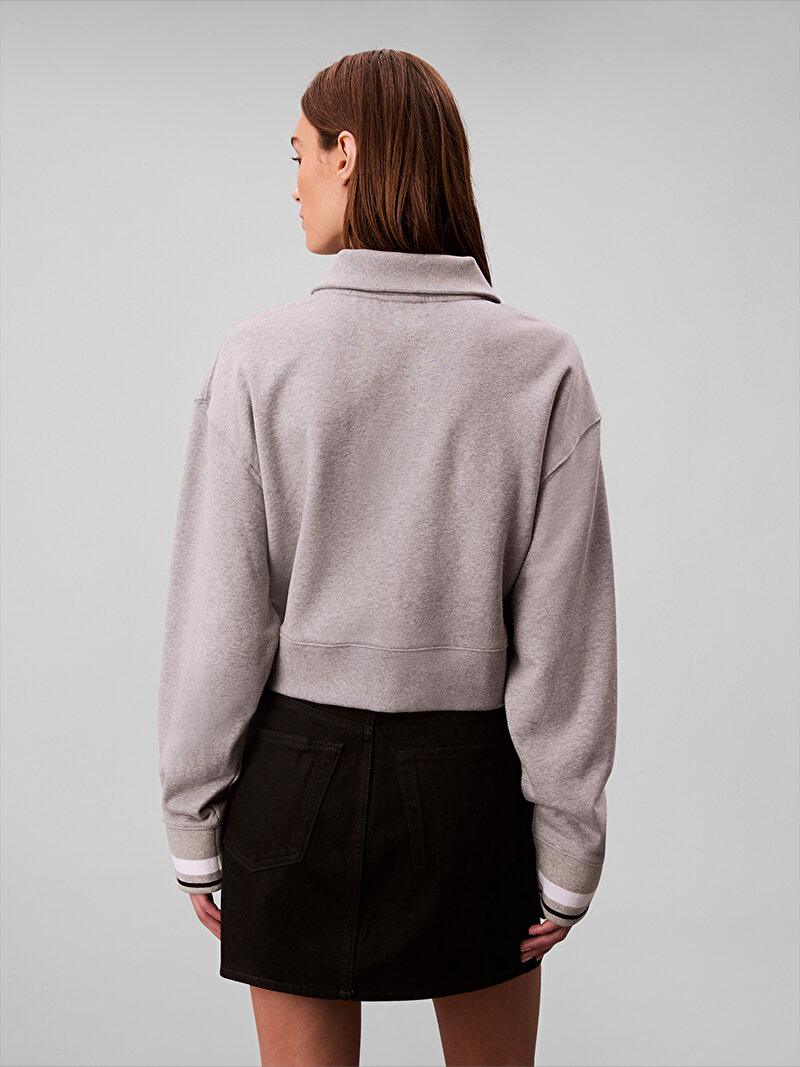Calvin Klein Gri Renkli Kadın 1/4 Zip Sweatshirt