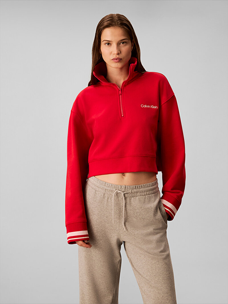 Calvin Klein Kırmızı Renkli Kadın 1/4 Zip Sweatshirt
