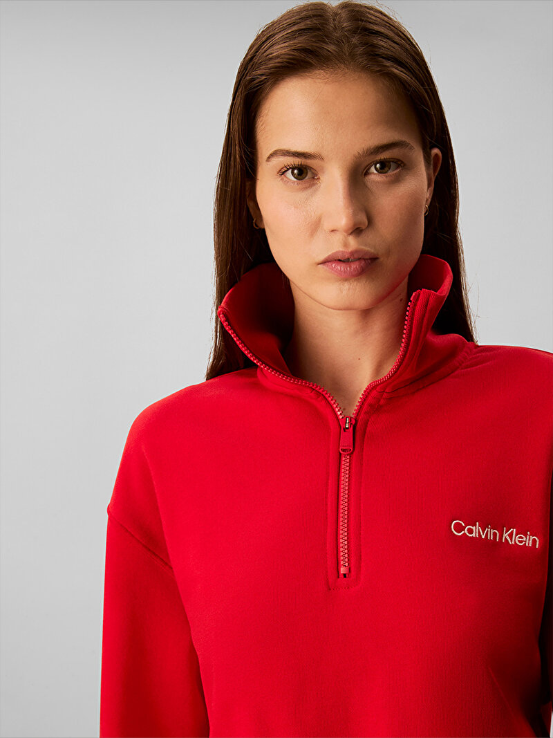 Calvin Klein Kırmızı Renkli Kadın 1/4 Zip Sweatshirt