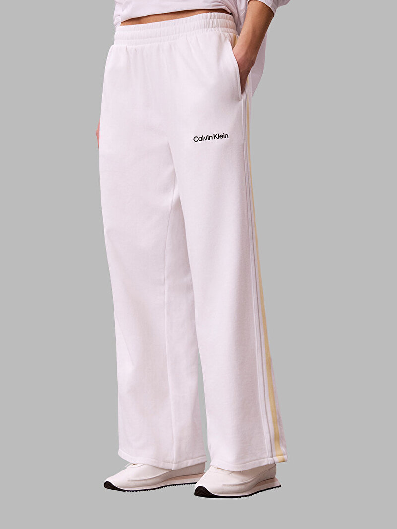 Calvin Klein Beyaz Renkli Kadın French Terry Wide Eşofman Altı