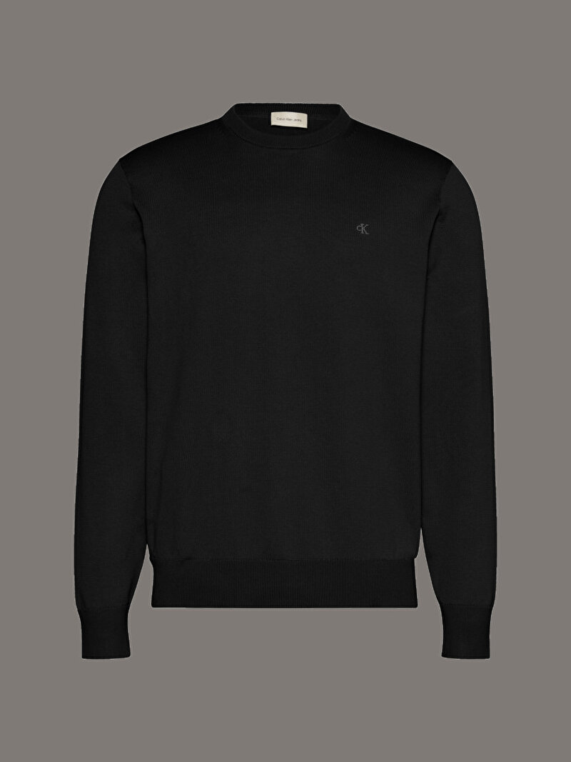 Calvin Klein Siyah Renkli Erkek Smooth Cotton Kazak