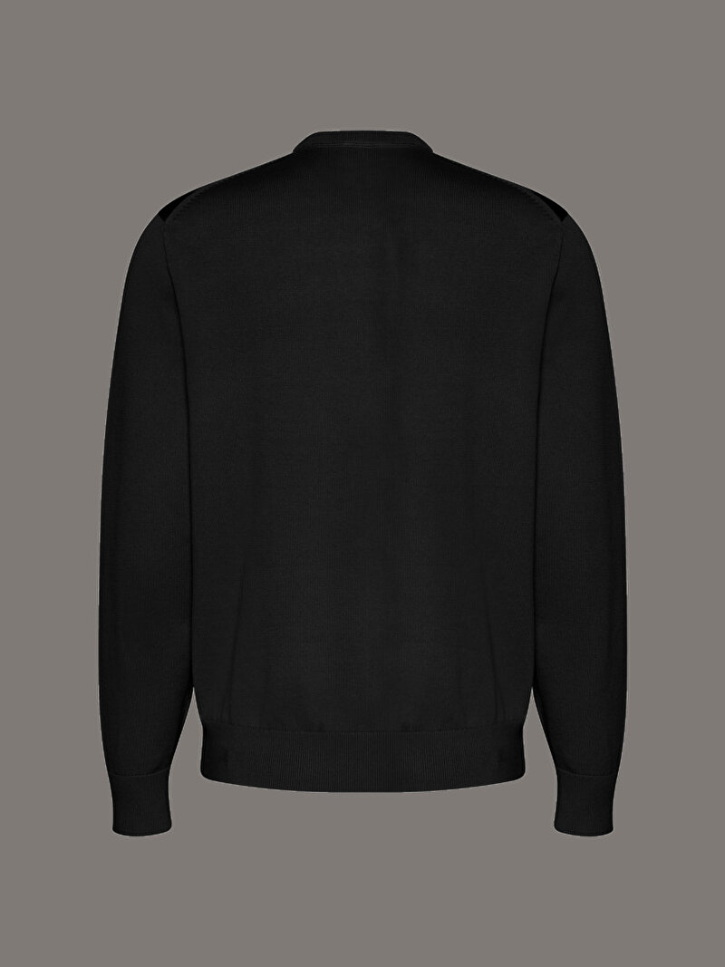 Calvin Klein Siyah Renkli Erkek Smooth Cotton Kazak