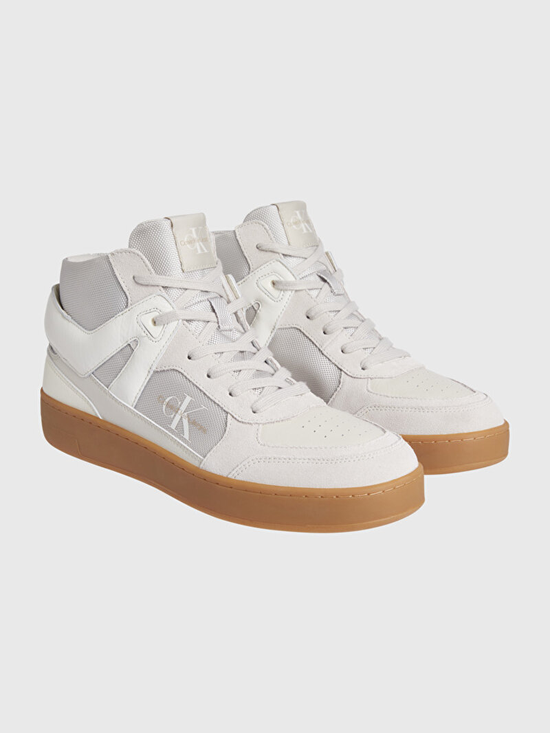 Calvin Klein Ekru Renkli Erkek Basket Mid Lace Up Sneaker