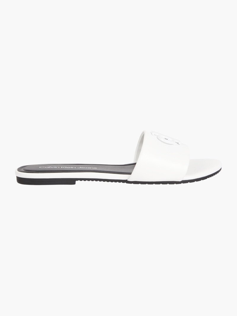 Calvin Klein Beyaz Renkli Kadın Flat Slide Terlik
