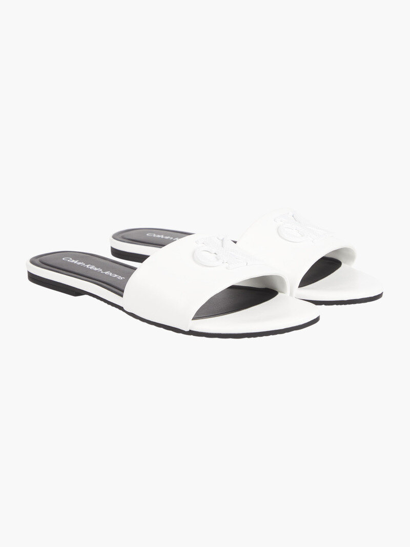 Calvin Klein Beyaz Renkli Kadın Flat Slide Terlik