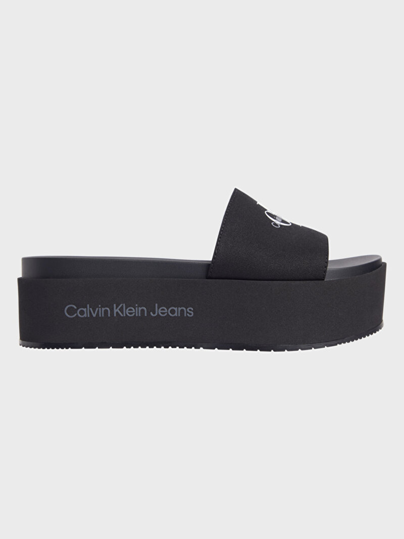 Calvin Klein Siyah Renkli Kadın Flatform Sandal Monogram Terlik